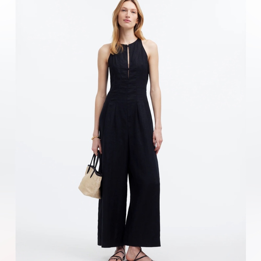 Madewell Black Halter-Neck Wide Leg Jumpsuit